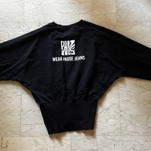 Pause Jeans cropped sweatshirt with waist elastic, black