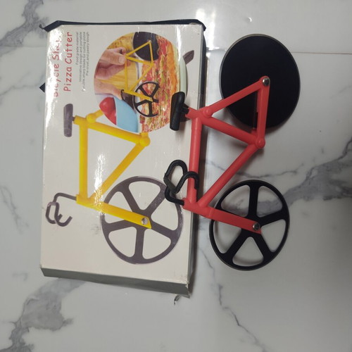 Pizza cutter bicycle with stainless steel blades