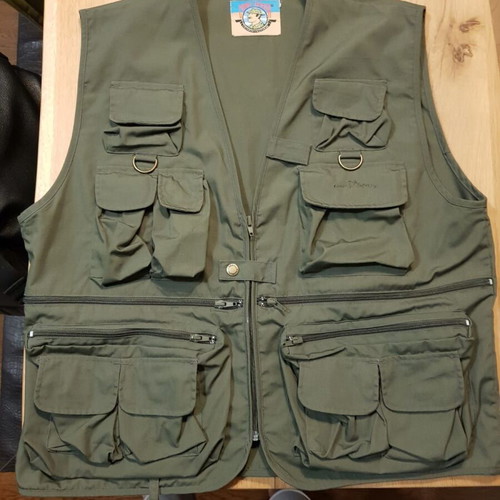 Men's solid color Cargo (Utility) vest green like new Coronel Tapiocca XL