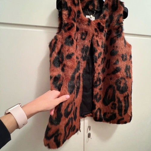 Dino Apelle fur plush vest like new, black and brown, size L