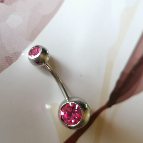 Navel piercing new surgical steel with pink zirconia