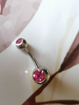 Navel piercing new surgical steel with pink zirconia
