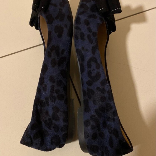 Pointed ballerina shoes new dark blue with black and bow