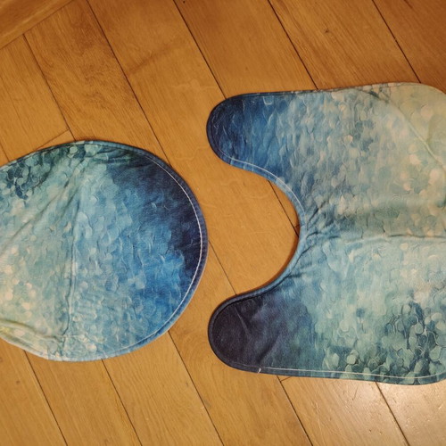Toilet Seat Cover and Bath Mat Set used, colorful Temu