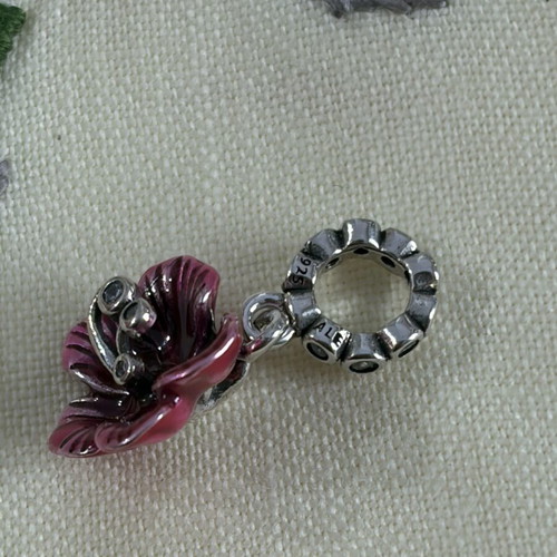 Pandora hibiscus charm pendant, pink