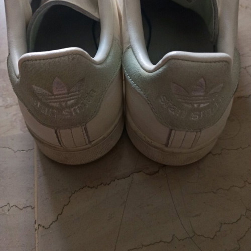 Adidas Stan Smith athletic shoes used, leather, size 37.5, white and gray