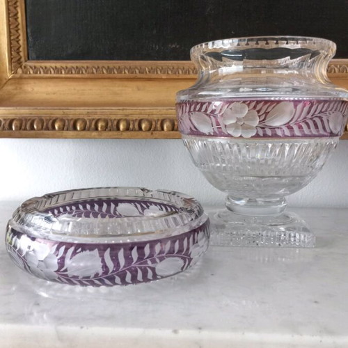 Moser crystal vase and ashtray like new