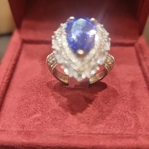 Silver 925 ring with zircon, new, platinum plated
