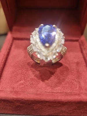 Silver 925 ring with zircon, new, platinum plated