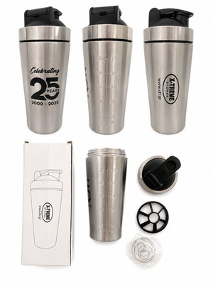 Protein shaker bottle stainless steel 750ml new with scale