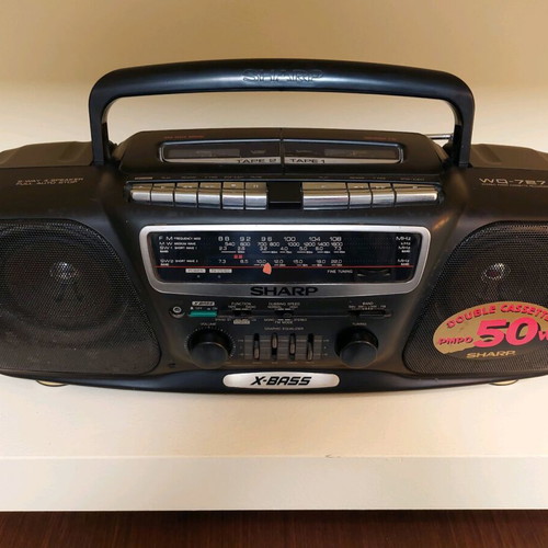 Sharp collectible double cassette radio X-BASS 50W WQ-727 used