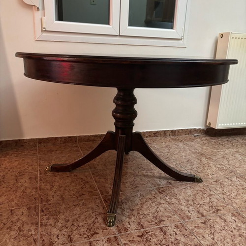 Round table used, solid wood with brass details