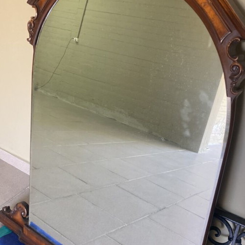 Wooden mirror used, height 120 cm, width 116 cm