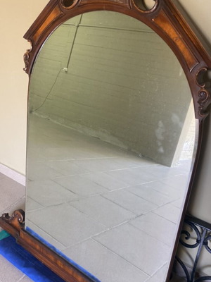 Wooden mirror used, height 120 cm, width 116 cm
