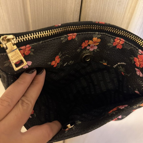 Steve Madden crossbody bag with colorful floral design, black