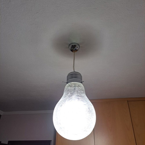 Modern ceiling light like new with crackle glass surface