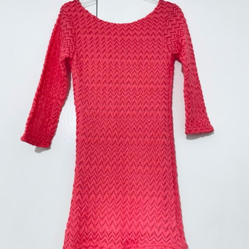 Knitted embroidered dress new, XS or S, pink, short and tight