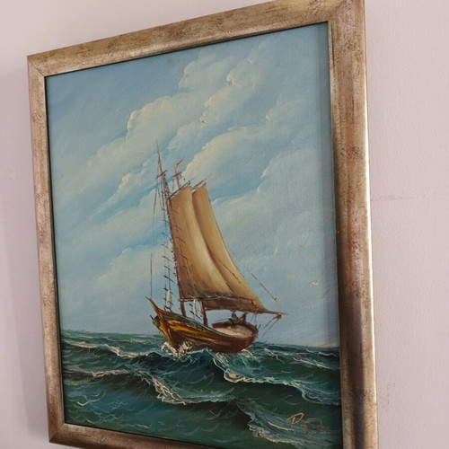 Seascape painting used 56x47 cm in frame