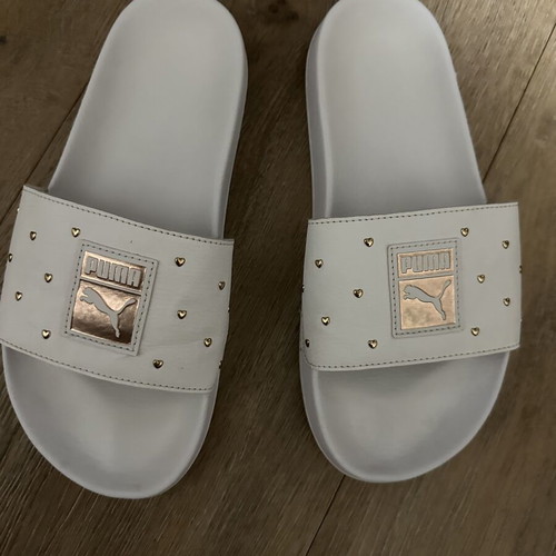 Puma slippers with pink gold studs size 38