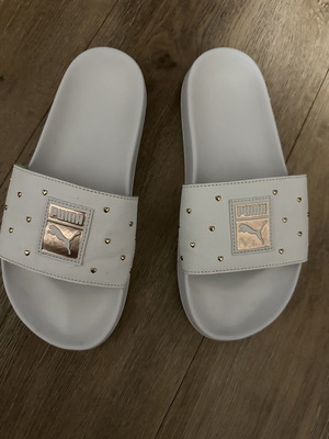 Puma slippers with pink gold studs size 38