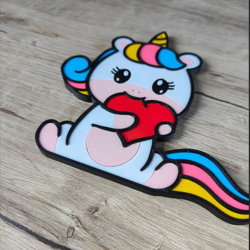 Unicorn keychain new 3D printed with colorful tail