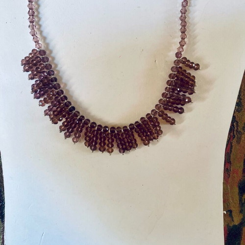 Purple Handmade Art Deco Necklace with Czech Glass New