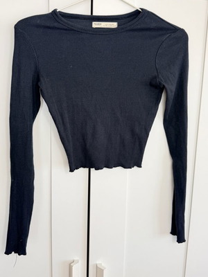 Pull & Bear cotton crop top blouse xs used, charcoal
