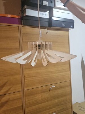 Wooden white hanging ceiling light HM7348.02 Φ68x50Υ cm