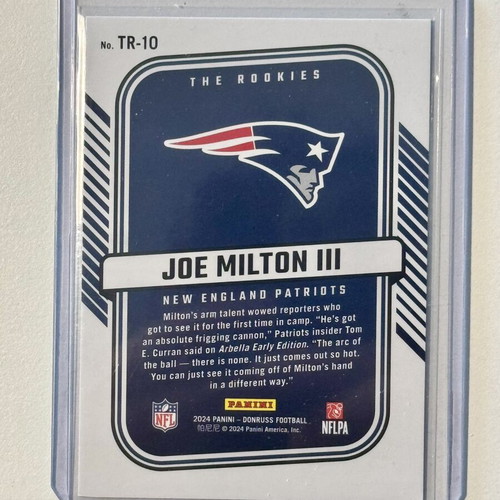 2024 Panini Donruss Rookie RC Joe Milton III #TR-10 Patriots The Rookies Holo new