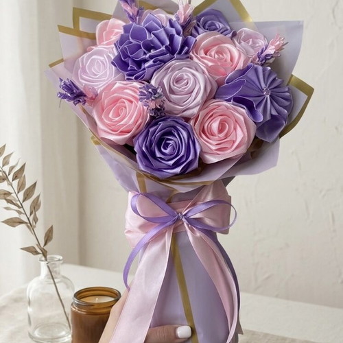 Handmade satin flower bouquet made to order