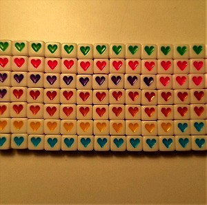 117 χάντρες καρδιές διάφορα χρώματα