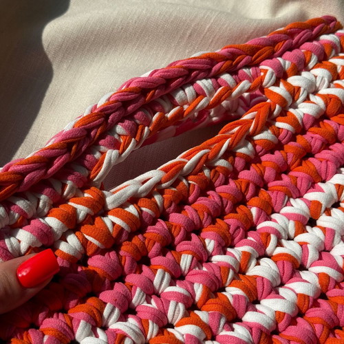 Handmade Crochet Shoulder Bag new, colorful t-shirt yarn handbag