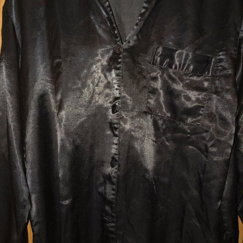 Nadia Lingerie Black Satin Shirt L like new, oversized pajama style