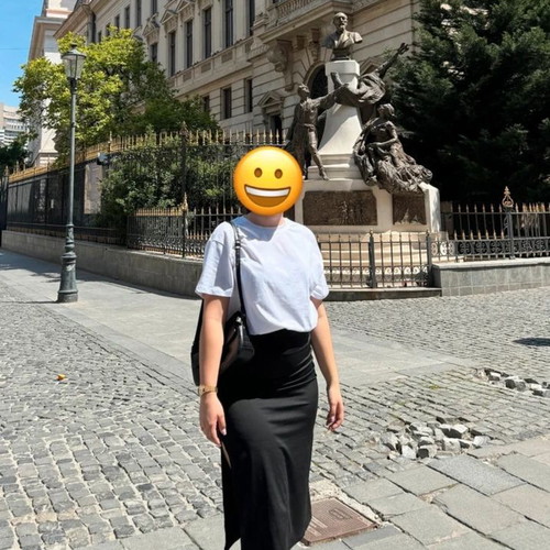 Shein black midi skirt with slit, like new, size M