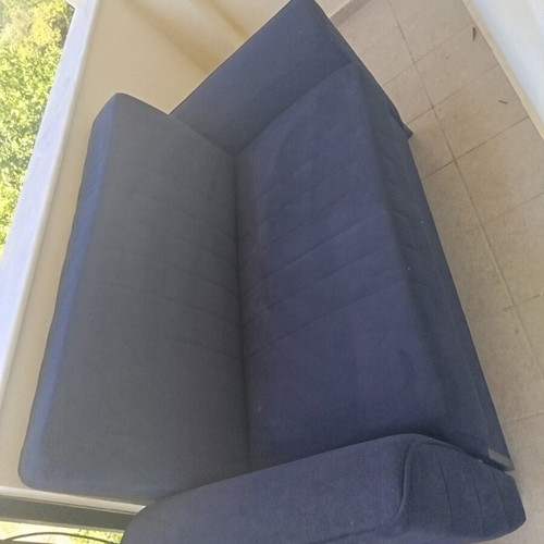 Two-seater sofa velvet fabric blue black