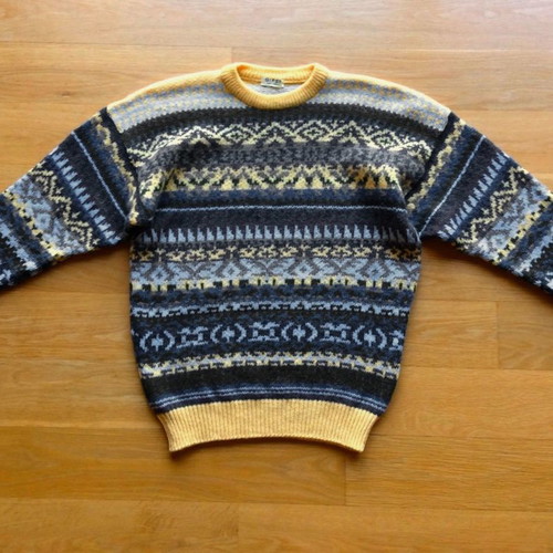 GIPSY Vintage men's jacquard sweater with Scandinavian pattern, size Large