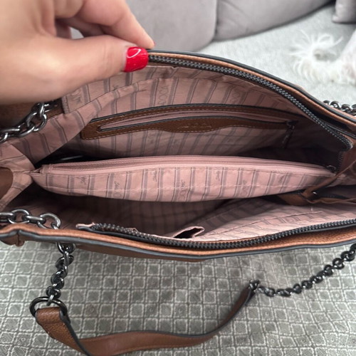 Doca shoulder bag brown with leopard detail like new