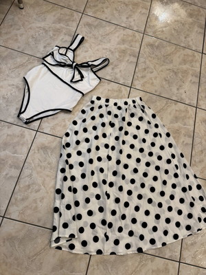 Swimsuit and skirt set polka dot, new, ASOS, size L
