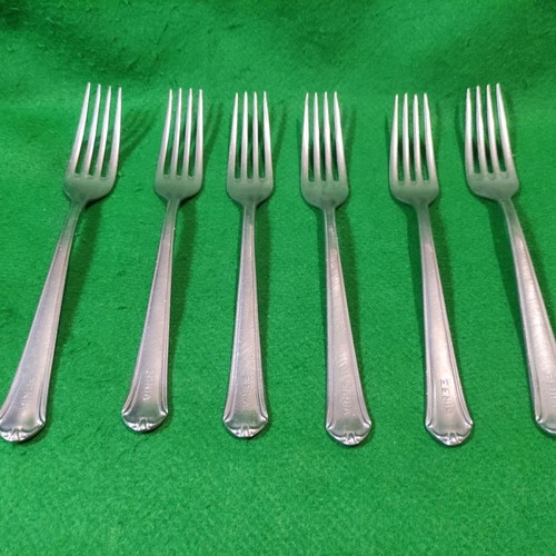 Nissiotis Rostfrei forks used, set of 6, collectible Xenia 1968