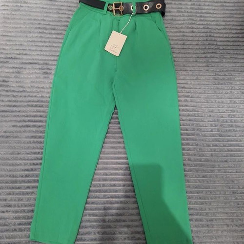 High-Waist Pants with Belt new with tag, bright green