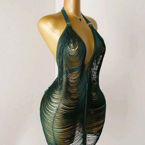 Beach dress green cypress color, new, size M