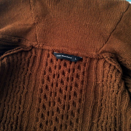 Cedarwood State men's wool cardigan in tan color size L new