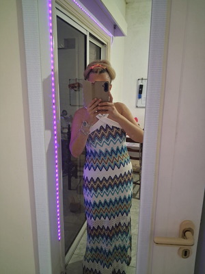 Maxi knitted dress Bimba like new with zig-zag pattern