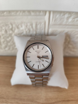 Seiko 5 Automatic Watch 6309-7080 Used, Vintage, White and Silver