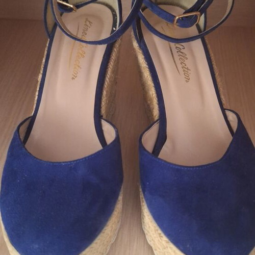 Blue platform espadrilles size 38 used, heel height 9.5cm