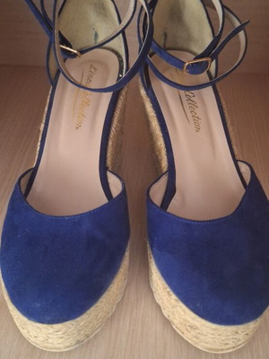 Blue platform espadrilles size 38 used, heel height 9.5cm