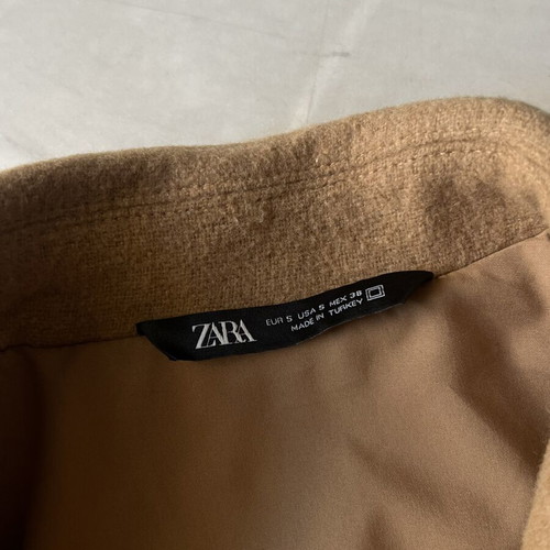 ZARA wool bomber jacket, size small, beige and brown