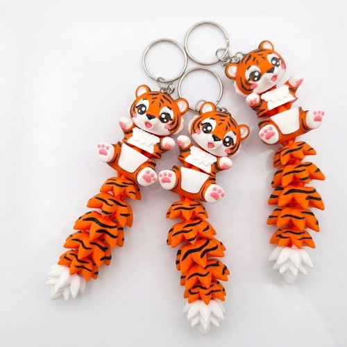 Articulated Tiger Keychain Fidget Toy, 12cm, 4 Colors