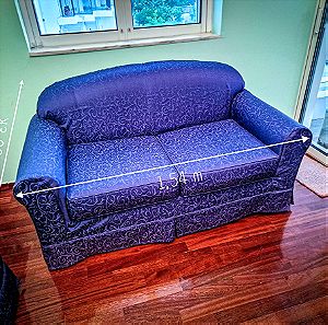 Διθέσιος καναπές κρεβάτι + Τριθέσιος καναπές (Μπλε)