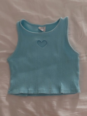Zara turquoise cropped top with heart design, size 152 cm